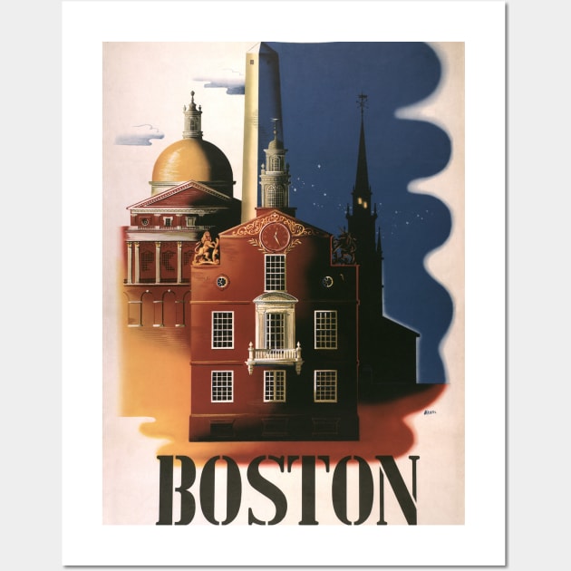 Vintage Travel Poster, Boston, Massachusetts Wall Art by MasterpieceCafe